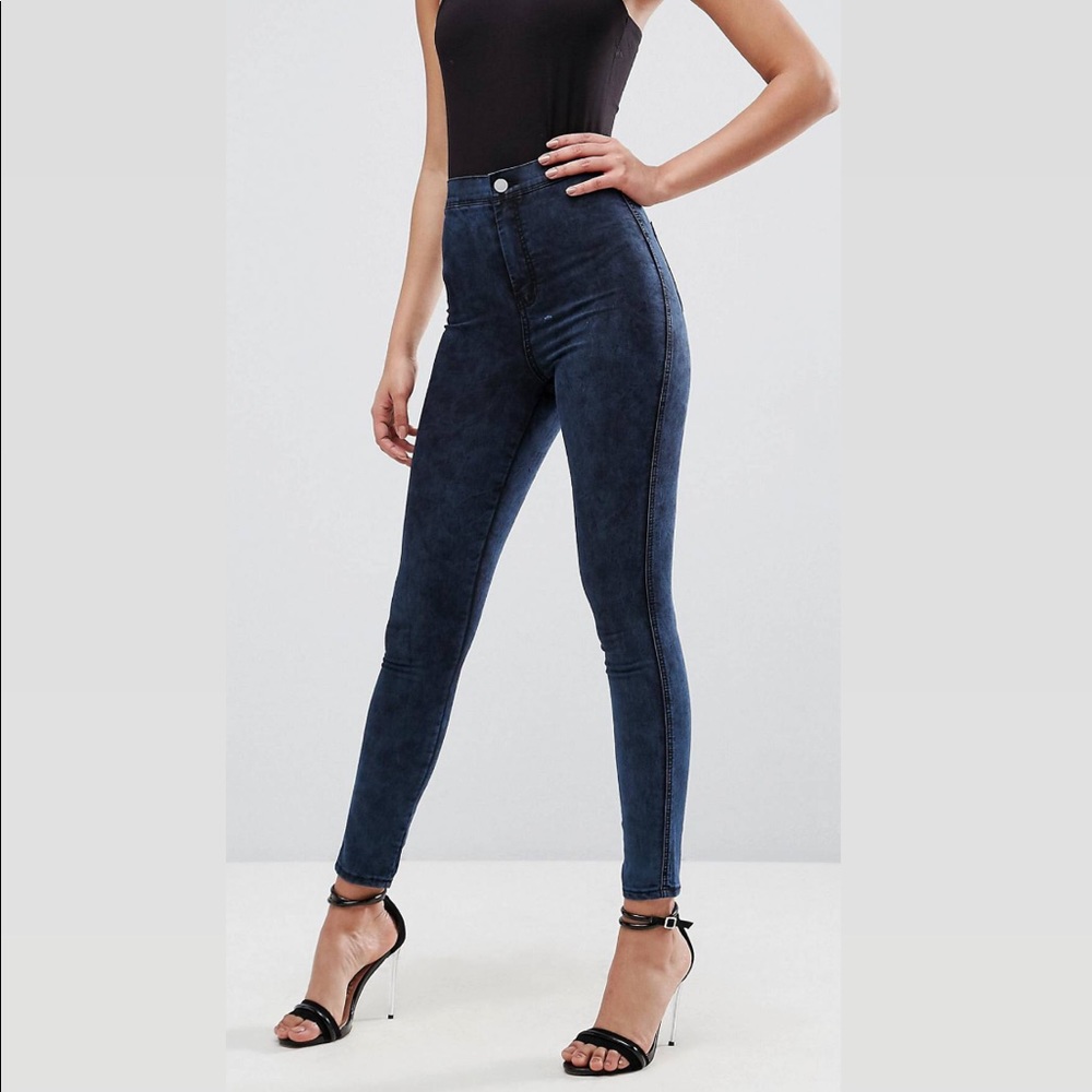 ASOS High Waisted Mottled Wash Jeans